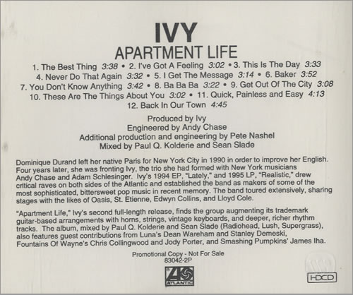 Ivy In Apartment Life Us Promo Cd Al Cdlp 477473 Ivy In Apartment Life Cd Al Cdlp Us Ia4cdap477473