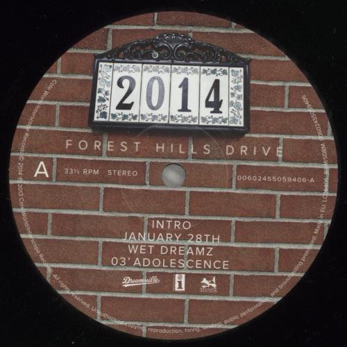 J. Cole 2014 Forest Hills Drive 2-LP vinyl record set (Double LP Album) UK 4EH2LFO883393