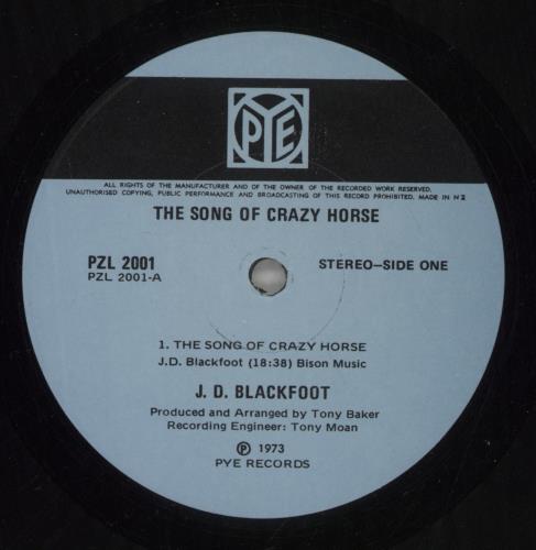 J. D. Blackfoot The Song Of Crazy Horse - WOS vinyl LP album (LP record) New Zealand 4GDLPTH879797