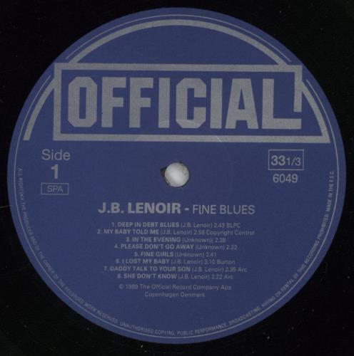 J B Lenoir Fine Blues vinyl LP album (LP record) Danish LQRLPFI890850