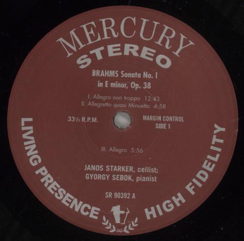 J�nos Starker Brahms: Cello And Piano Sonatas - 180gm - Shrink vinyl LP album (LP record) German K5YLPBR879243