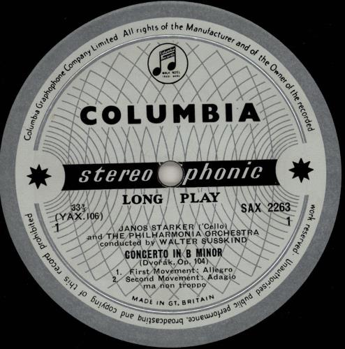 J�nos Starker Cello Concerto / Elegie For Cello And Orchestra - 1st B/S vinyl LP album (LP record) UK K5YLPCE765016