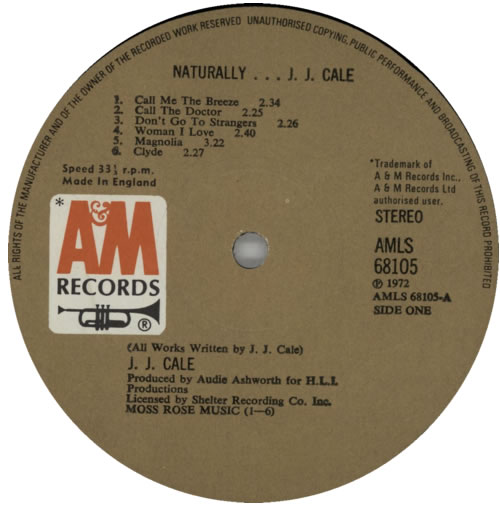 J.J. Cale Naturally 1st UK vinyl LP album (LP record) (216834)