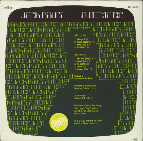 Jack Bruce Automatic vinyl LP album (LP record) German J-BLPAU796376
