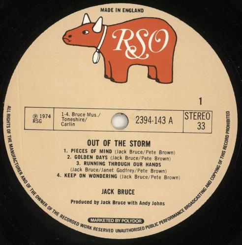Jack Bruce Out Of The Storm + Insert vinyl LP album (LP record) UK J-BLPOU723925