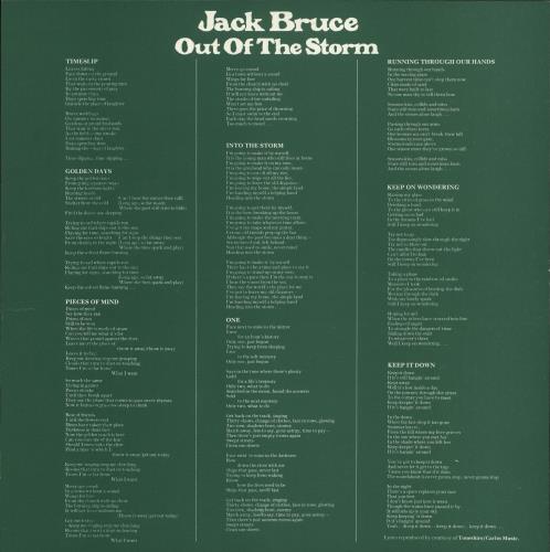 Jack Bruce Out Of The Storm + Insert vinyl LP album (LP record) UK J-BLPOU723925