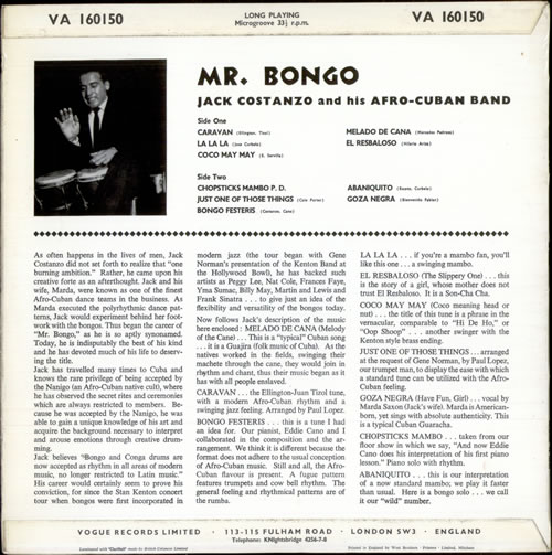 Jack Costanzo Mr. Bongo vinyl LP album (LP record) UK JYFLPMR504886