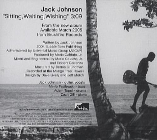 Jack Johnson Sitting, Waiting, Wishing CD single (CD5 / 5") US JKJC5SI321788