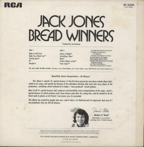 Jack Jones Bread Winners - Laminated Sleeve vinyl LP album (LP record) UK JJELPBR268486