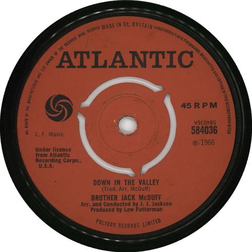Jack McDuff Down In The Valley 7" vinyl single (7 inch record / 45) UK UFJ07DO719790