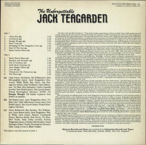 Jack Teagarden The Unforgettable vinyl LP album (LP record) UK JTGLPTH801639