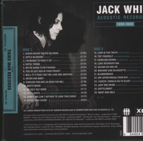 Jack White Acoustic Recordings 1998-2016 - Sealed 2 CD album set (Double CD) UK ITE2CAC661523