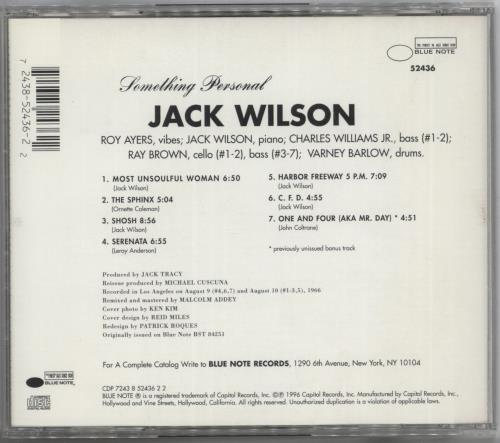 Jack Wilson Something Personal CD album (CDLP) US JWOCDSO890998