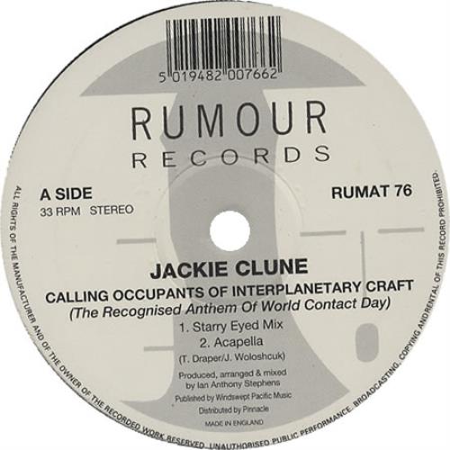 Jackie Clune Calling Occupants Of Interplanetary Craft 12" vinyl single (12 inch record / Maxi-single) UK UNE12CA391388
