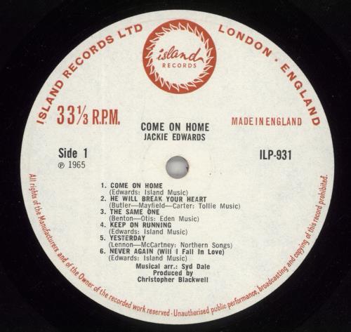 Jackie Edwards Come On Home - EX vinyl LP album (LP record) UK JK4LPCO777167