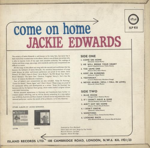 Jackie Edwards Come On Home - EX vinyl LP album (LP record) UK JK4LPCO777167