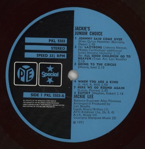 Jackie Lee Jackie's Junior Choice vinyl LP album (LP record) UK J8CLPJA874213