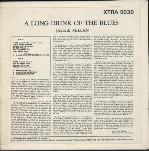 Jackie McLean A Long Drink Of The Blues vinyl LP album (LP record) UK JM7LPAL880888