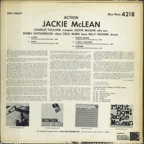 Jackie McLean Action - 1st vinyl LP album (LP record) US JM7LPAC781668