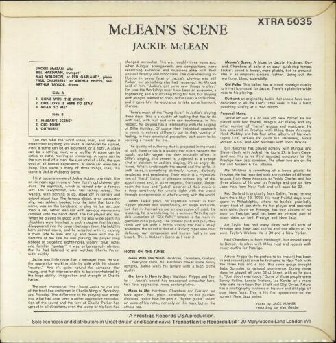 Jackie McLean McLean's Scene vinyl LP album (LP record) UK JM7LPMC846634