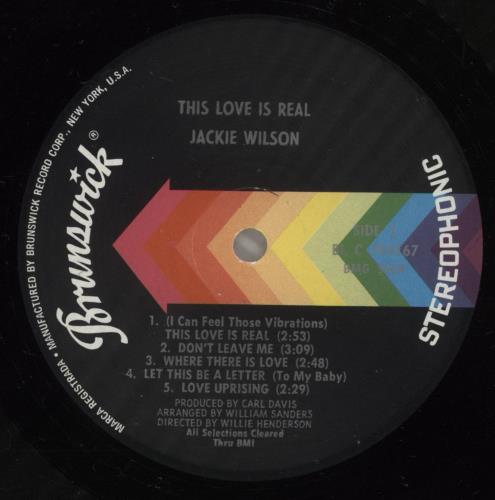 Jackie Wilson This Love Is Real vinyl LP album (LP record) US JACLPTH620840