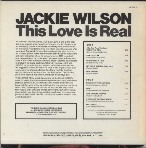 Jackie Wilson This Love Is Real vinyl LP album (LP record) US JACLPTH620840