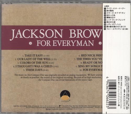 Jackson Browne For Everyman CD album (CDLP) Japanese JKBCDFO807265