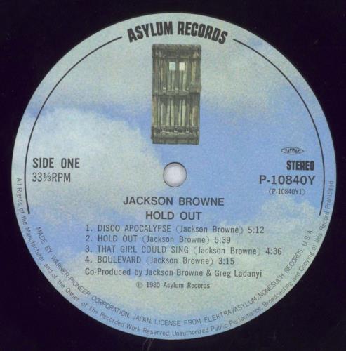 Jackson Browne Hold Out vinyl LP album (LP record) Japanese JKBLPHO42635