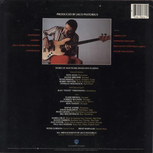 Jaco Pastorius Invitation vinyl LP album (LP record) US PSOLPIN821513