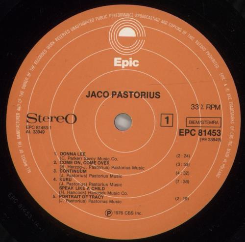 Jaco Pastorius Jaco Pastorius vinyl LP album (LP record) Dutch PSOLPJA598496
