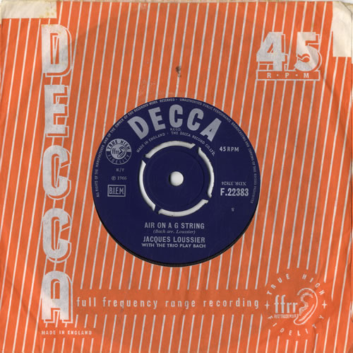 Jacques Loussier Air On A G String - 1st 7" vinyl single (7 inch record / 45) UK JCQ07AI576069