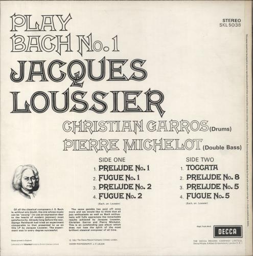 Jacques Loussier Play Bach No. 1 vinyl LP album (LP record) UK JCQLPPL833544