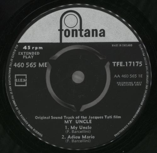Jacques Tati My Uncle 7" vinyl single (7 inch record / 45) UK J2F07MY513320