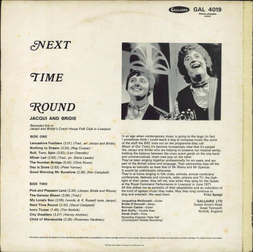 Jacqui And Bridie Next Time Around vinyl LP album (LP record) UK 37DLPNE791740