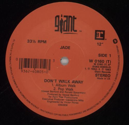 Jade Don't Walk Away 12" vinyl single (12 inch record / Maxi-single) UK K1F12DO868628