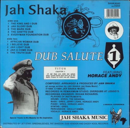 Jah Shaka Dub Salute 1 vinyl LP album (LP record) UK JHKLPDU856874