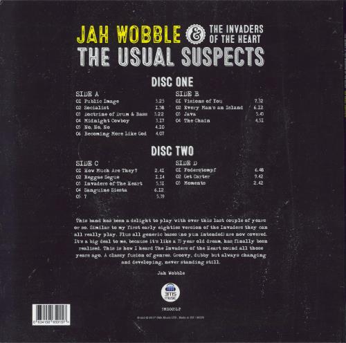 Jah Wobble The Usual Suspects 2-LP vinyl record set (Double LP Album) UK JAH2LTH800262