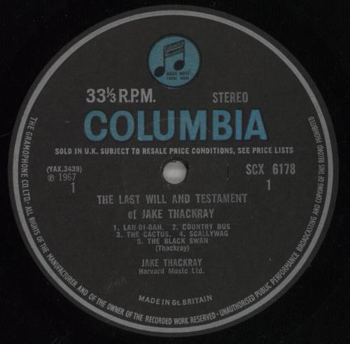 Jake Thackray The Last Will And Testament Of Jake Thackray vinyl LP album (LP record) UK JKCLPTH878908