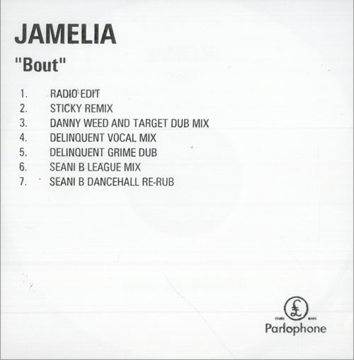 Jamelia Bout CD-R acetate UK JIACRBO510778