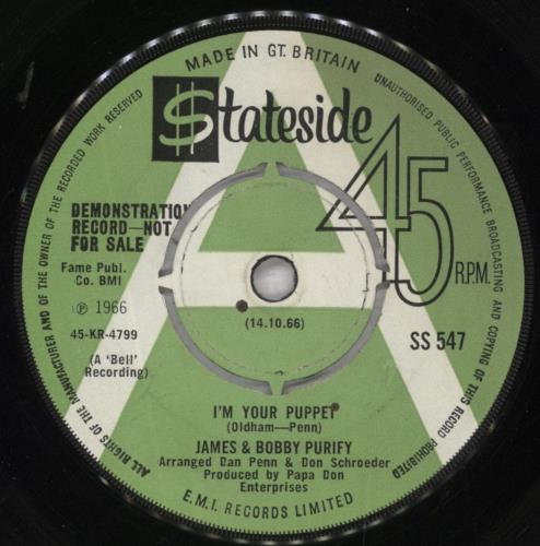 James And Bobby Purify I'm Your Puppet - A Label 7" vinyl single (7 inch record / 45) UK J+B07IM835514