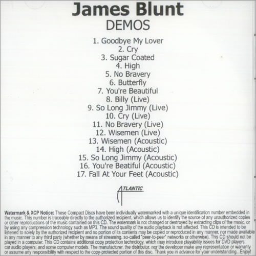 James Blunt Demos CD-R acetate US BU1CRDE525815