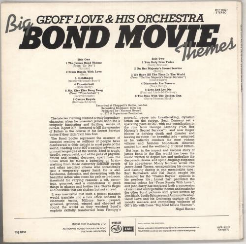 James Bond Big Bond Movie Themes vinyl LP album (LP record) Swedish JBDLPBI740067