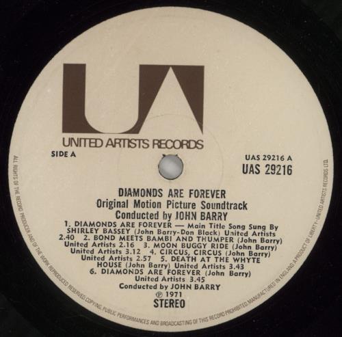 James Bond Diamonds Are Forever - EX vinyl LP album (LP record) UK JBDLPDI728849