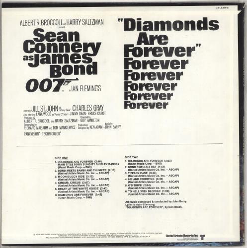 James Bond Diamonds Are Forever - shrink vinyl LP album (LP record) US JBDLPDI710605