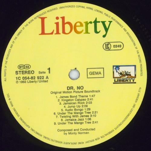 James Bond Dr. No (Original Motion Picture Soundtrack) vinyl LP album (LP record) German JBDLPDR818998