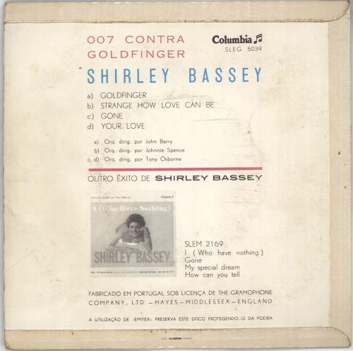 James Bond Goldfinger EP 7" vinyl single (7 inch record / 45) Portuguese JBD07GO727729