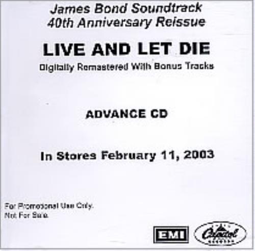 James Bond Live And Let Die CD-R acetate US JBDCRLI271439