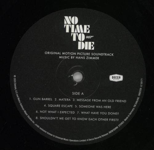 James Bond No Time To Die - Black Vinyl 2-LP vinyl record set (Double LP Album) UK JBD2LNO863197