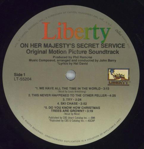 James Bond On Her Majesty's Secret Service - Shrink vinyl LP album (LP record) US JBDLPON819170