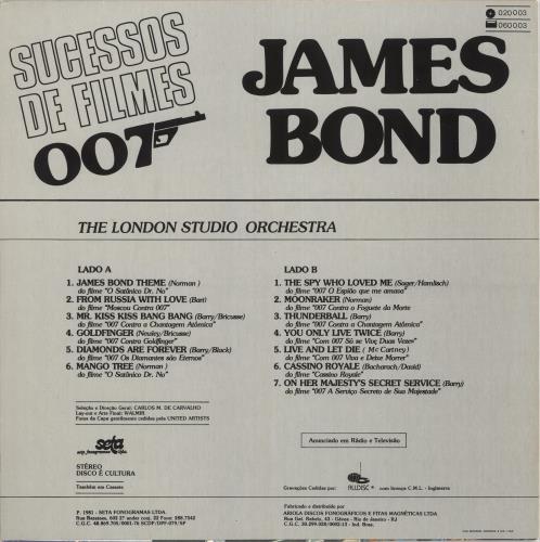 James Bond Sucessos De Filmes - James Bond 007 vinyl LP album (LP record) Brazilian JBDLPSU735958